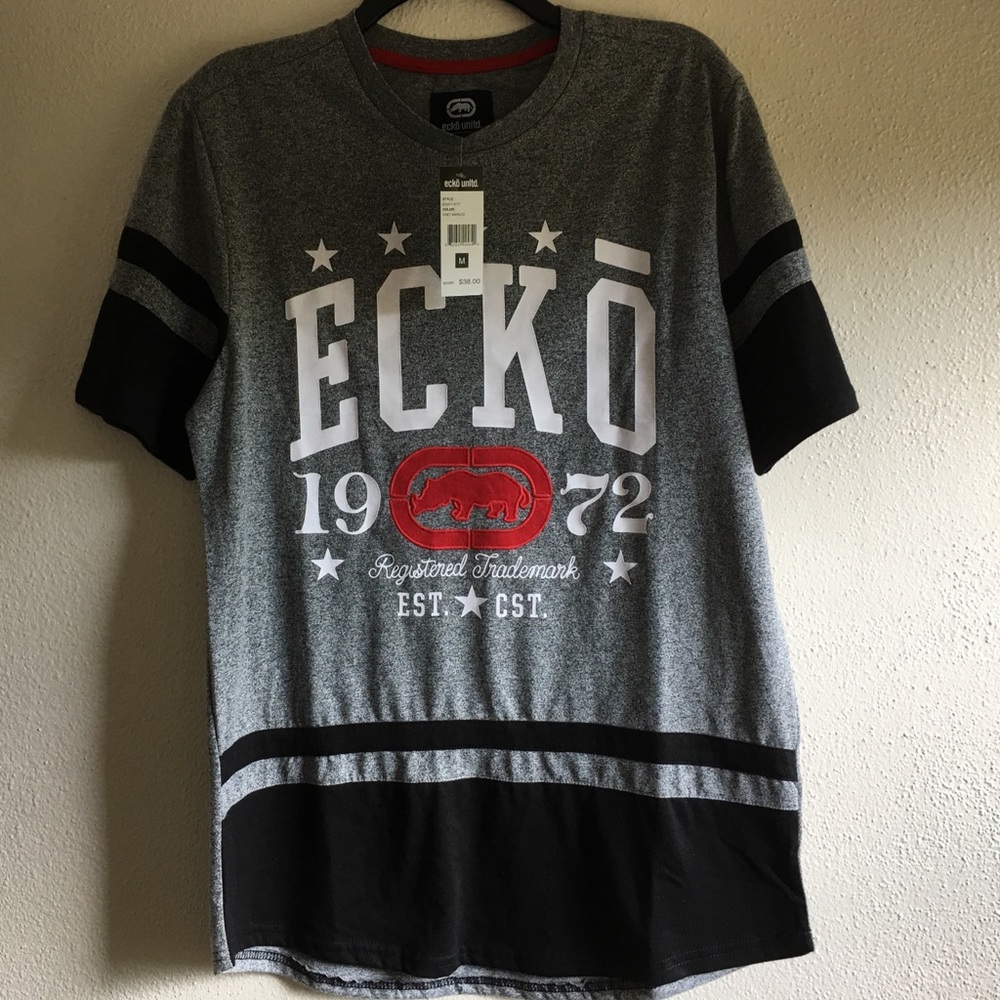 Ecko Unltd Men’s Short Sleeves Shirt NWT Gray/ Black